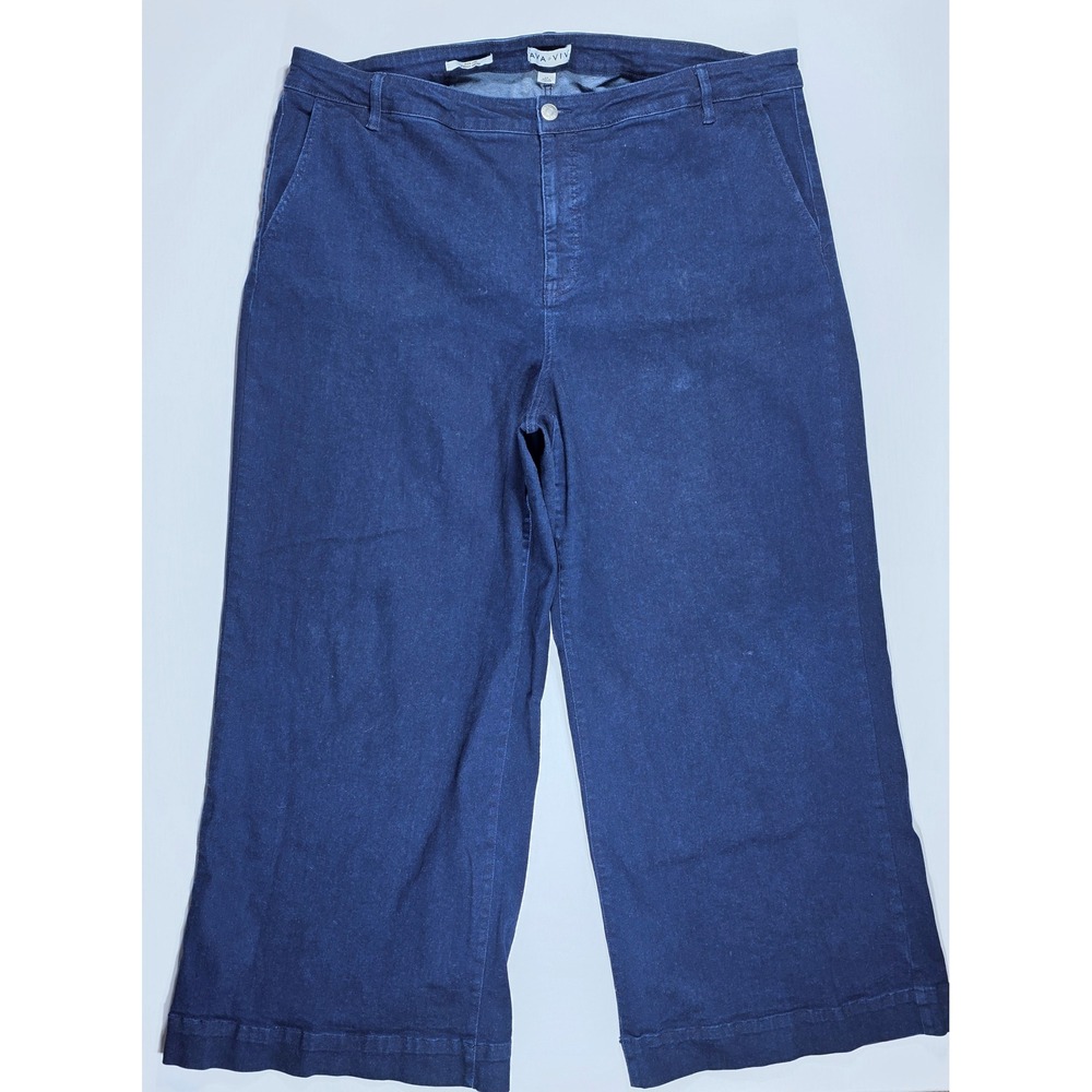 Ava & Viv Women's Plus Size 24 Wide Leg Jeans Dark Wash Indigo High Rise Denim